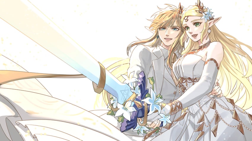 link and princess zelda (the legend of zelda and 1 more) drawn by kurokawa_karasu