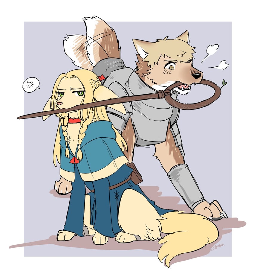 marcille donato and laios touden (dungeon meshi) drawn by tsukune_(budodesu)