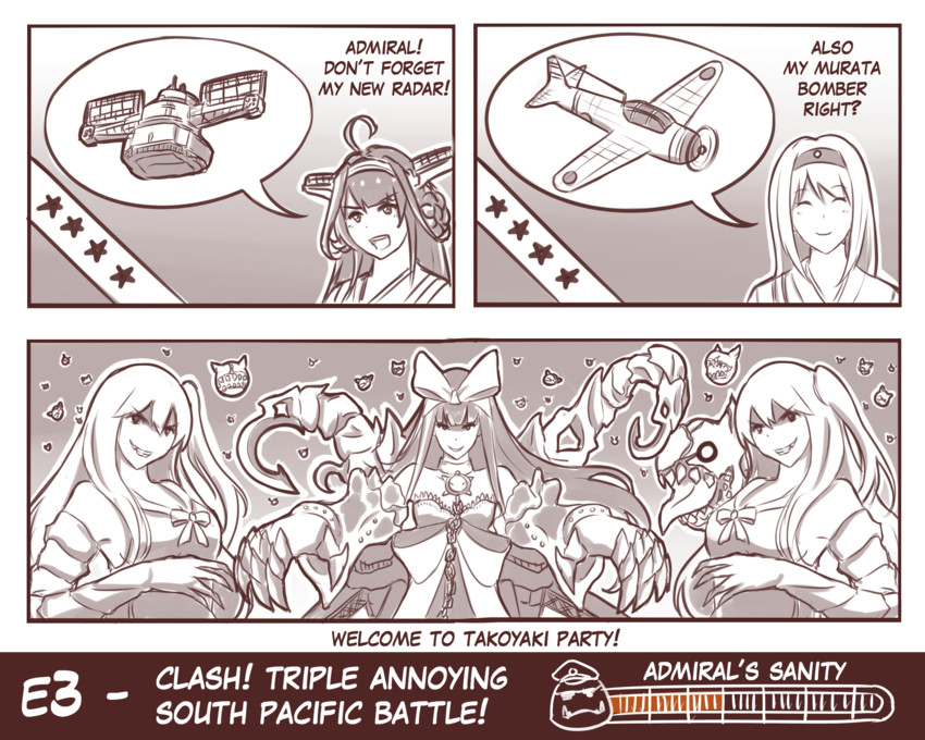admiral, kongou, shoukaku, enemy aircraft, aircraft carrier oni, and 2 more (kantai collection and 2 more) drawn by edwin_(cyberdark_impacts)
