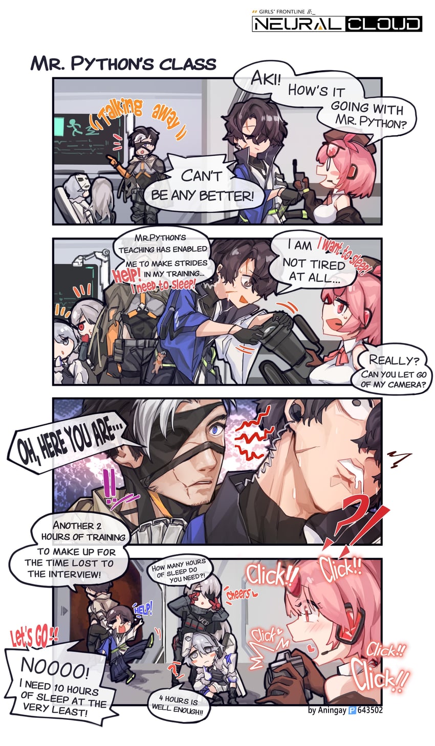 willow, evelyn, aki, simo, and python (girls' frontline and 1 more) drawn by aningay