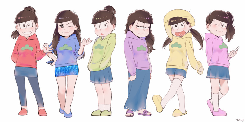 matsuno osomatsu, matsuno karamatsu, matsuno ichimatsu, matsuno jyushimatsu, matsuno choromatsu, and 1 more (osomatsu and 2 more) drawn by mery_(yangmalgage)
