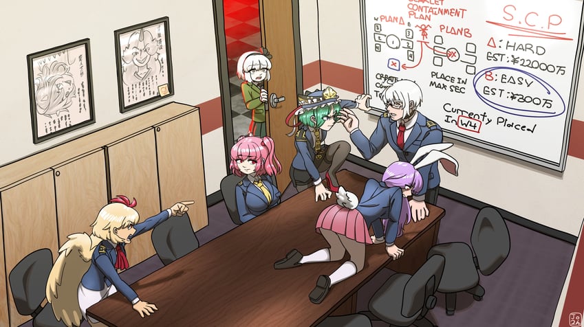 konpaku youmu, reisen udongein inaba, hoshiguma yuugi, morichika rinnosuke, shiki eiki, and 3 more (touhou) drawn by jomun