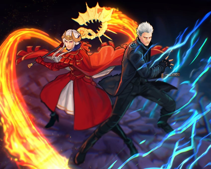 edelgard von hresvelg and vergil (fire emblem and 2 more) drawn by sethkiel