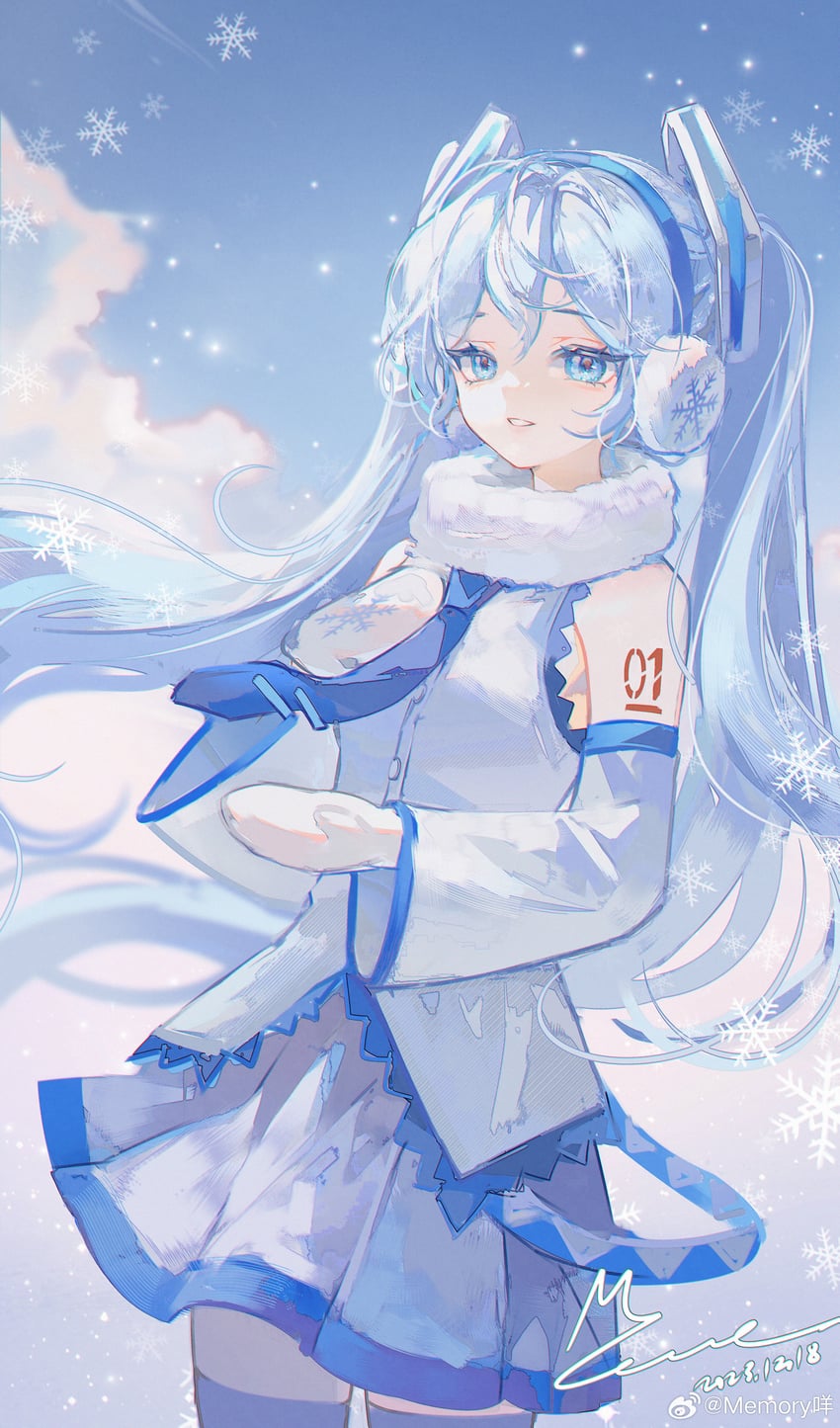 hatsune miku and yuki miku (vocaloid) drawn by memory_mie