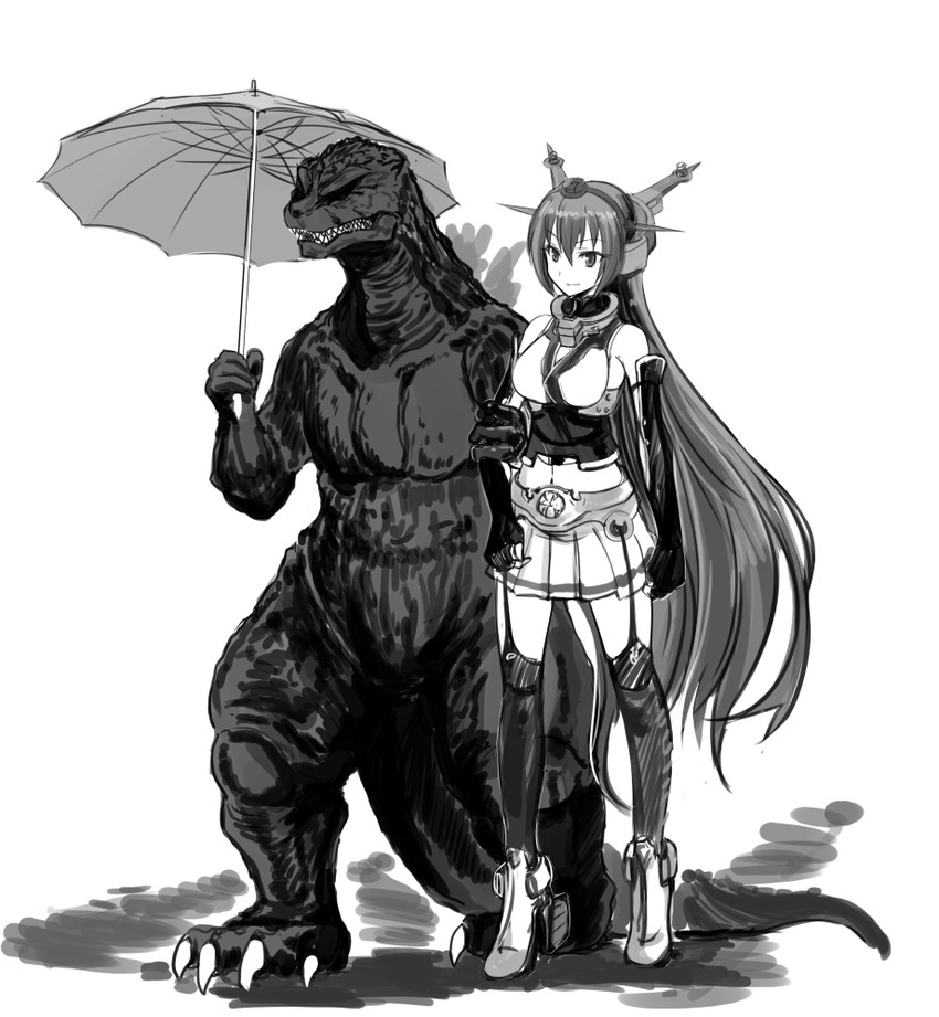 nagato and godzilla (kantai collection and 1 more) drawn by okamura_(okamura086)