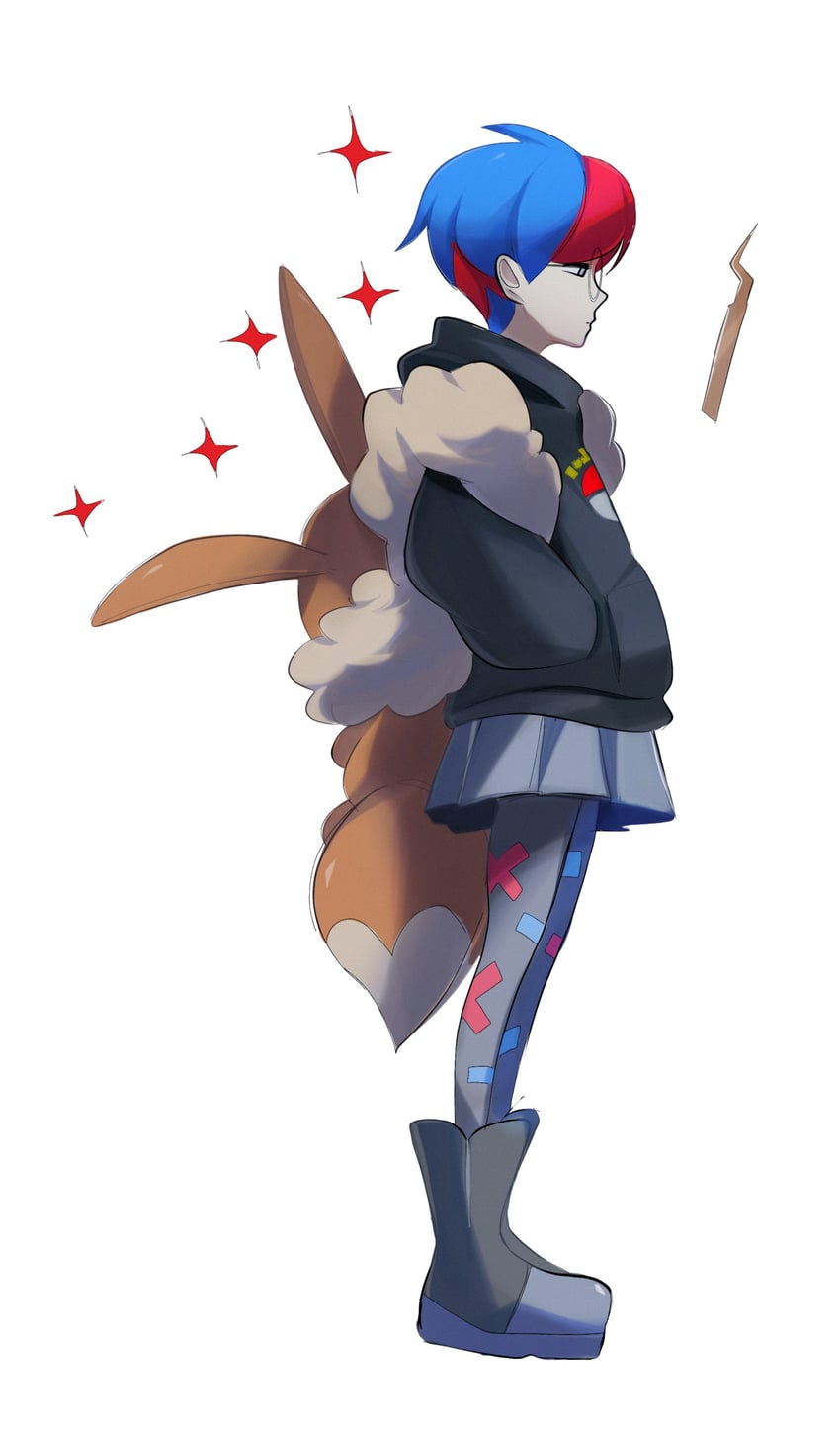 eevee, rotom, rotom phone, and penny (pokemon and 1 more) drawn by marnie_(marnielovesyou)