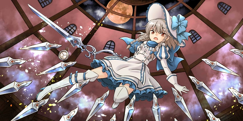 izayoi sakuya (touhou and 1 more) drawn by hirasaka_makoto