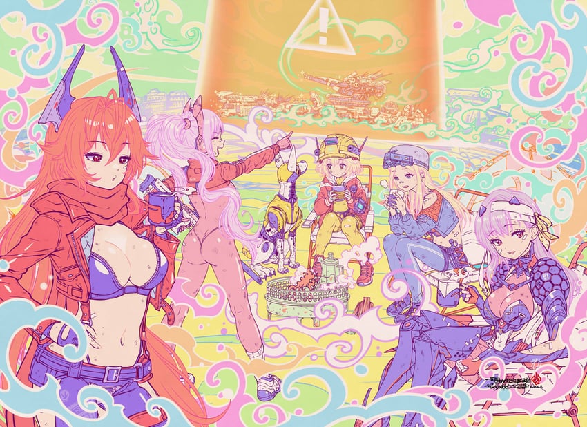red hood, alice, modernia, liter, centi, and 1 more (goddess of victory: nikke) drawn by kanchiyo