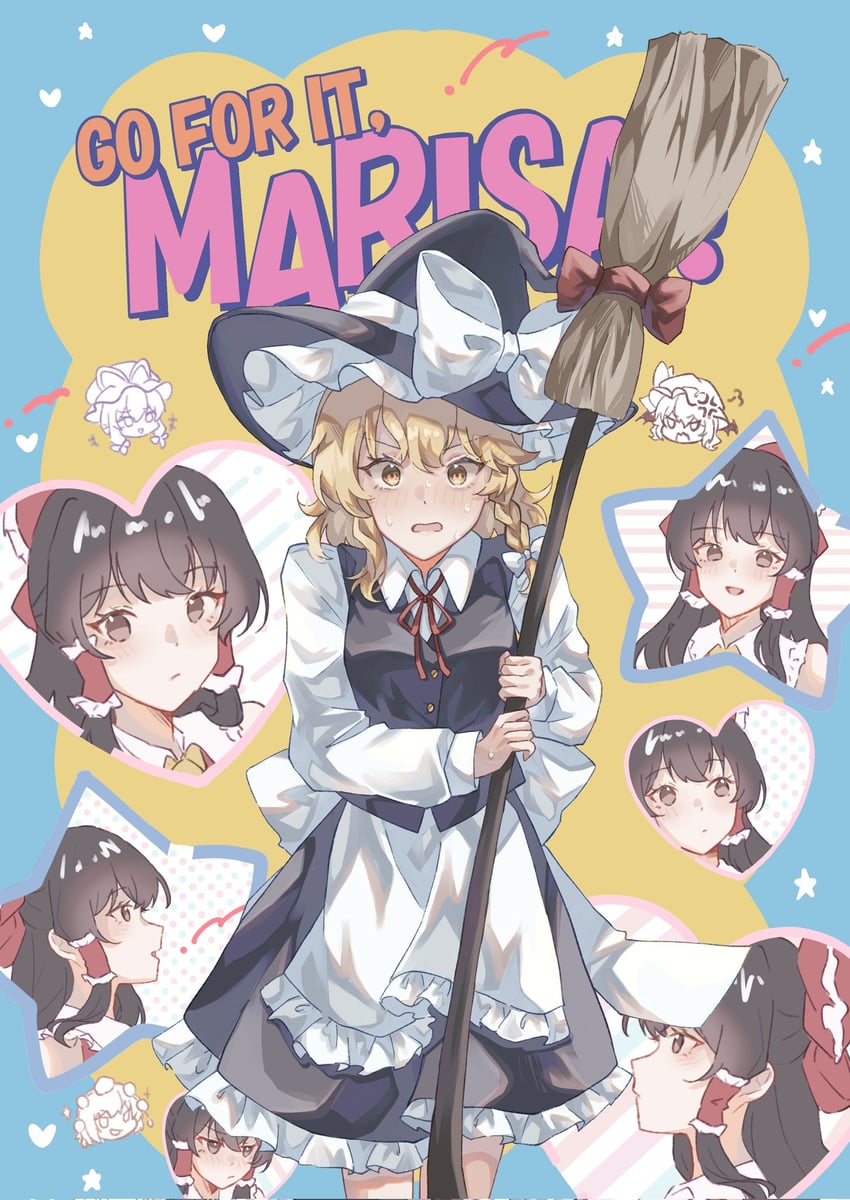 hakurei reimu, kirisame marisa, remilia scarlet, yakumo yukari, and shameimaru aya (touhou and 1 more) drawn by carin_(c_arin1012)