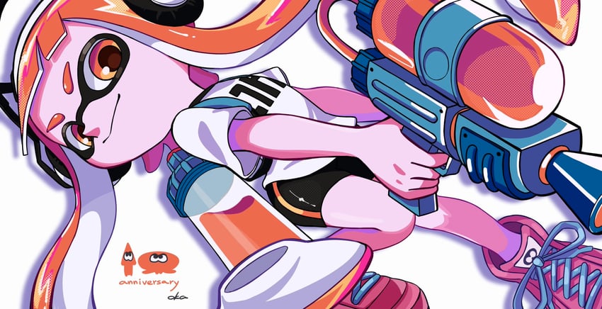 inkling player character, inkling girl, and kaori (splatoon and 1 more) drawn by oka_kabe