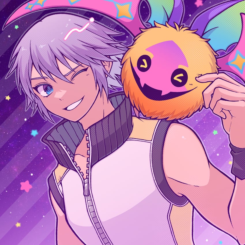 riku and koumori bat (kingdom hearts and 1 more) drawn by user_kenc3232