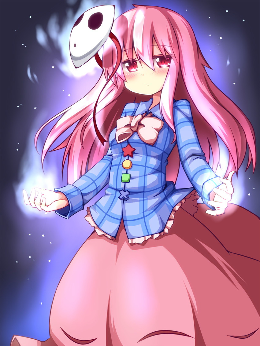 hata no kokoro and shy guy (touhou and 1 more) drawn by ominaeshi_(takenoko)