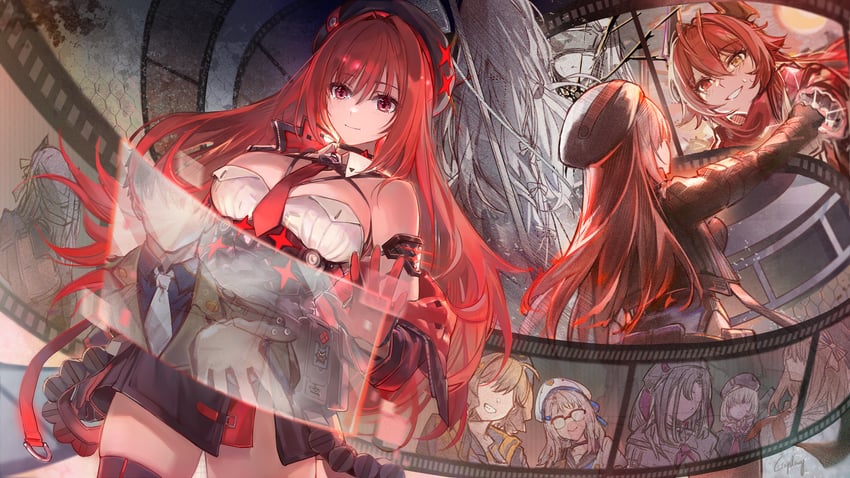 anis, commander, red hood, neon, modernia, and 5 more (goddess of victory: nikke) drawn by csyday