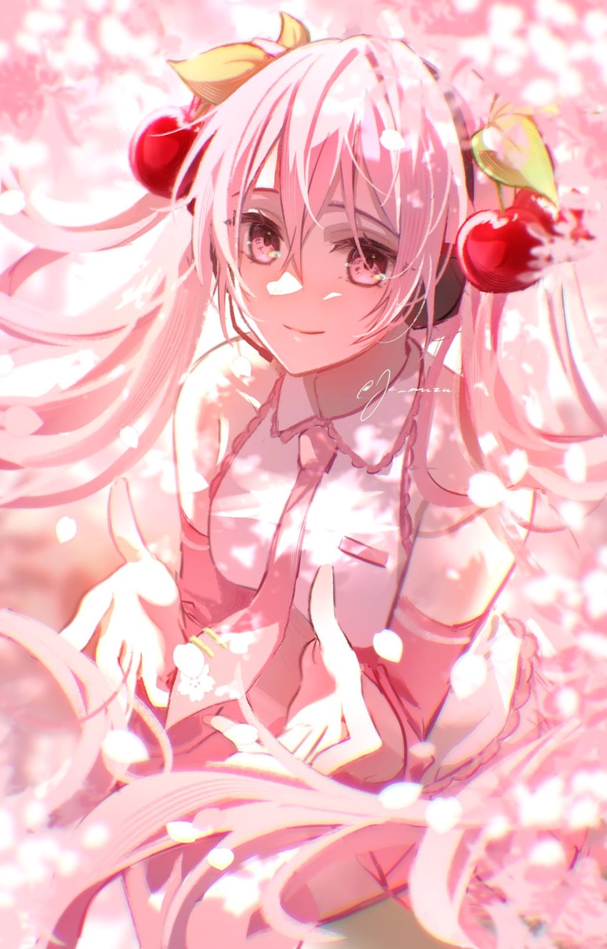 hatsune miku and sakura miku (vocaloid) drawn by je_mizu