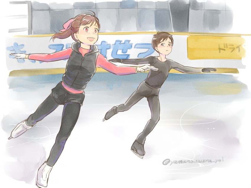 katsuki yuuri and nishigoori yuuko (yuri!!! on ice) drawn by yamano_uzura