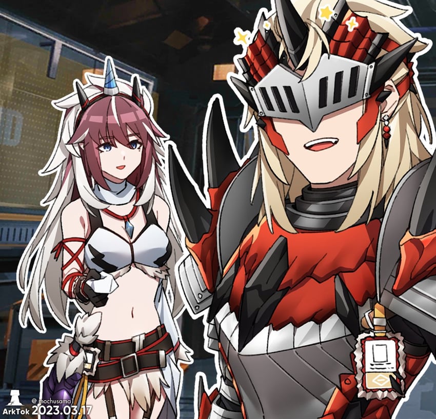 yato, kirin r yato, noir corne, and rathalos s noir corne (arknights and 1 more) drawn by mochusama