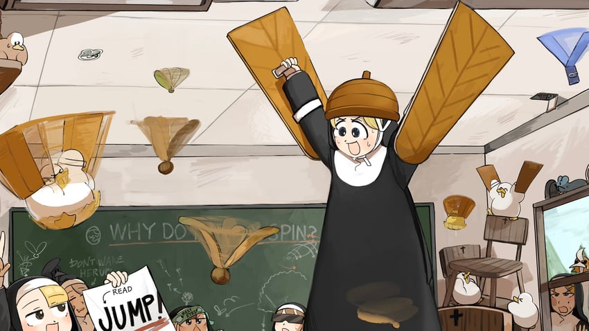 clumsy nun, froggy nun, spicy nun, strict nun, glasses nun, and 1 more (little nuns) drawn by diva_(hyxpk)