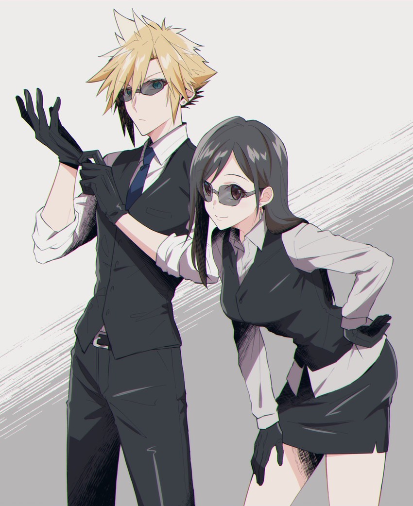 tifa lockhart and cloud strife (final fantasy and 1 more) drawn by mizuamememe
