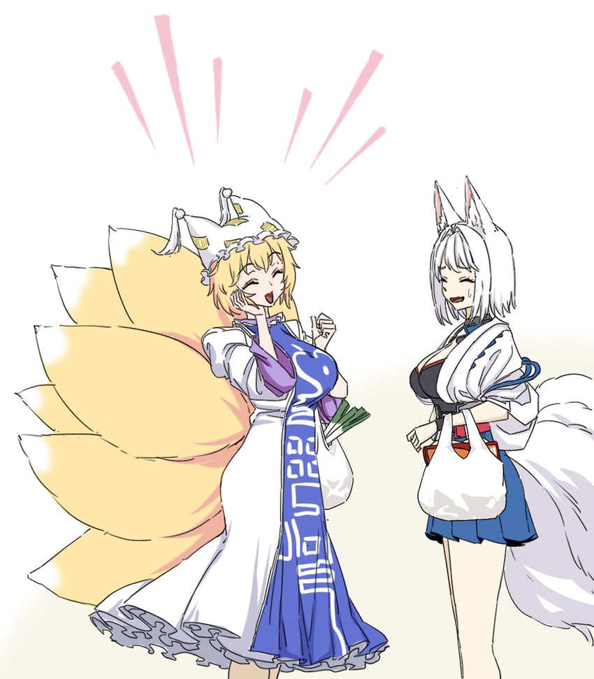 yakumo ran and kaga (touhou and 1 more) drawn by oukama