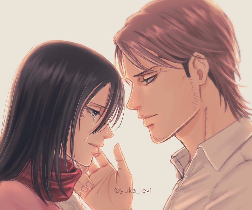 mikasa ackerman and jean kirstein (shingeki no kyojin) drawn by yuka_levi