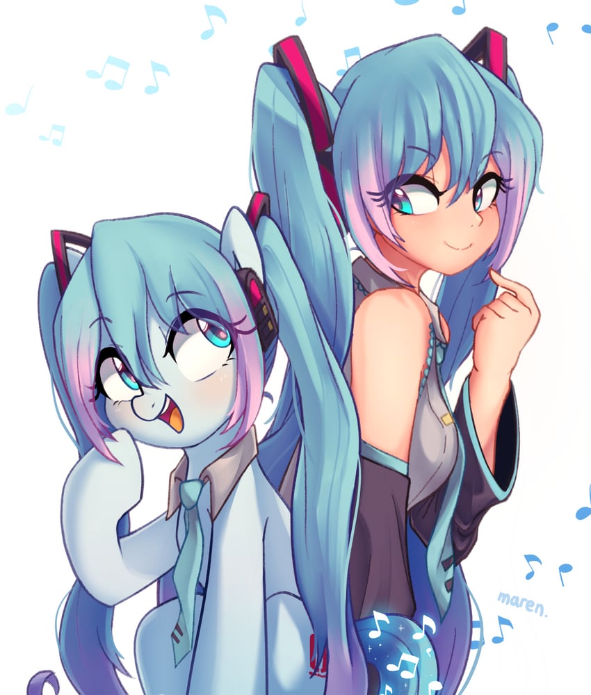 hatsune miku (vocaloid and 3 more) drawn by maren