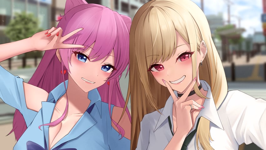kitagawa marin and watanabe akari (sono bisque doll wa koi wo suru and 1 more) drawn by usk_(yu_sk_usk39)