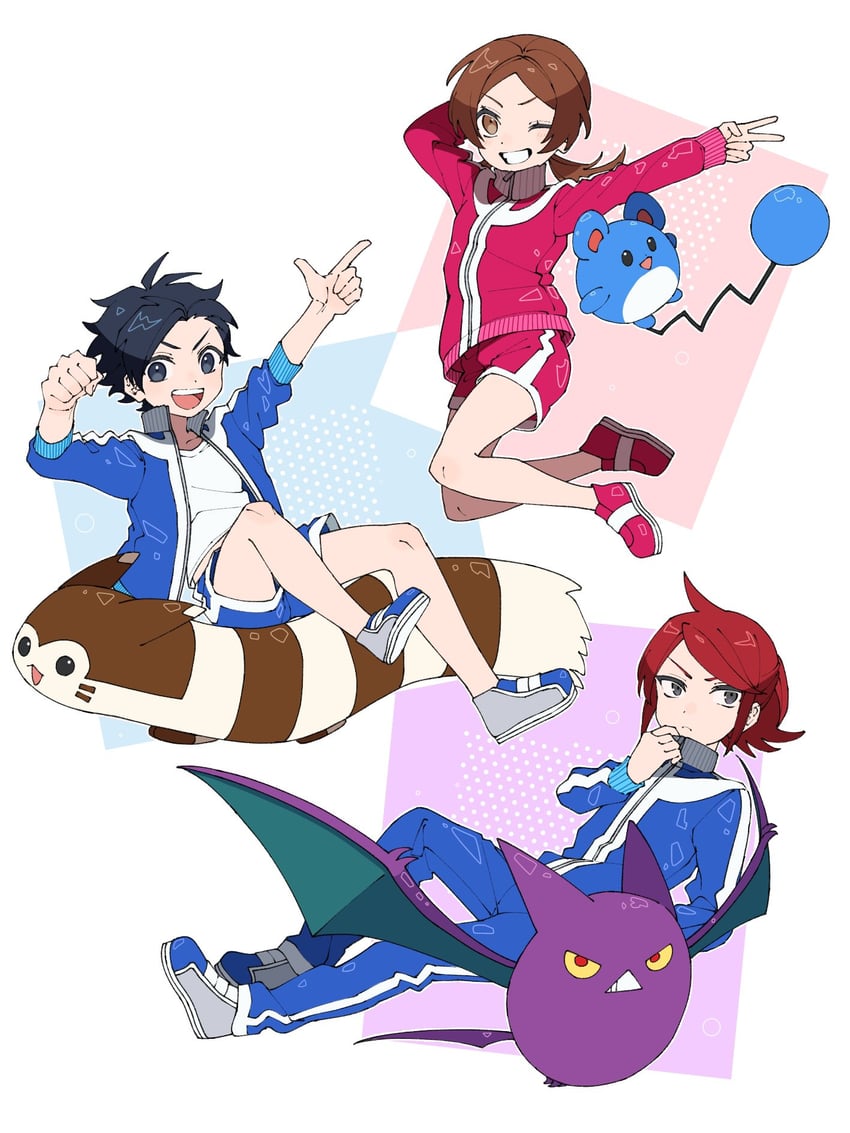silver, furret, marill, crobat, ethan, and 1 more (pokemon and 1 more) drawn by nisanrei121