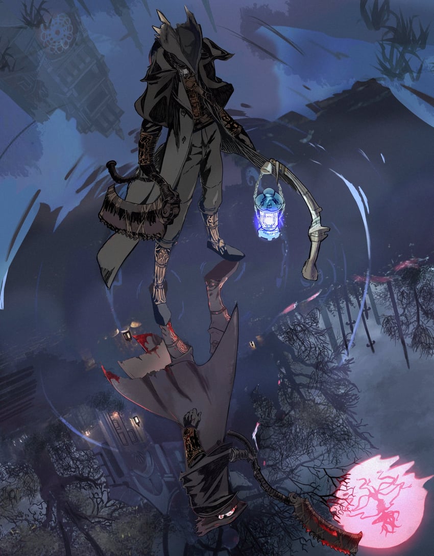 hunter and moon presence (bloodborne) drawn by doc_anxiety