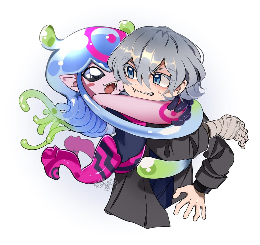 jellymon and higashimitarai kiyoshiro (digimon and 1 more) drawn by deviidog0