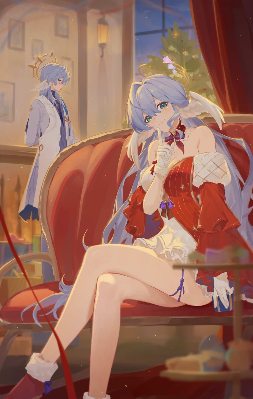 robin and sunday (honkai and 1 more) drawn by pmg