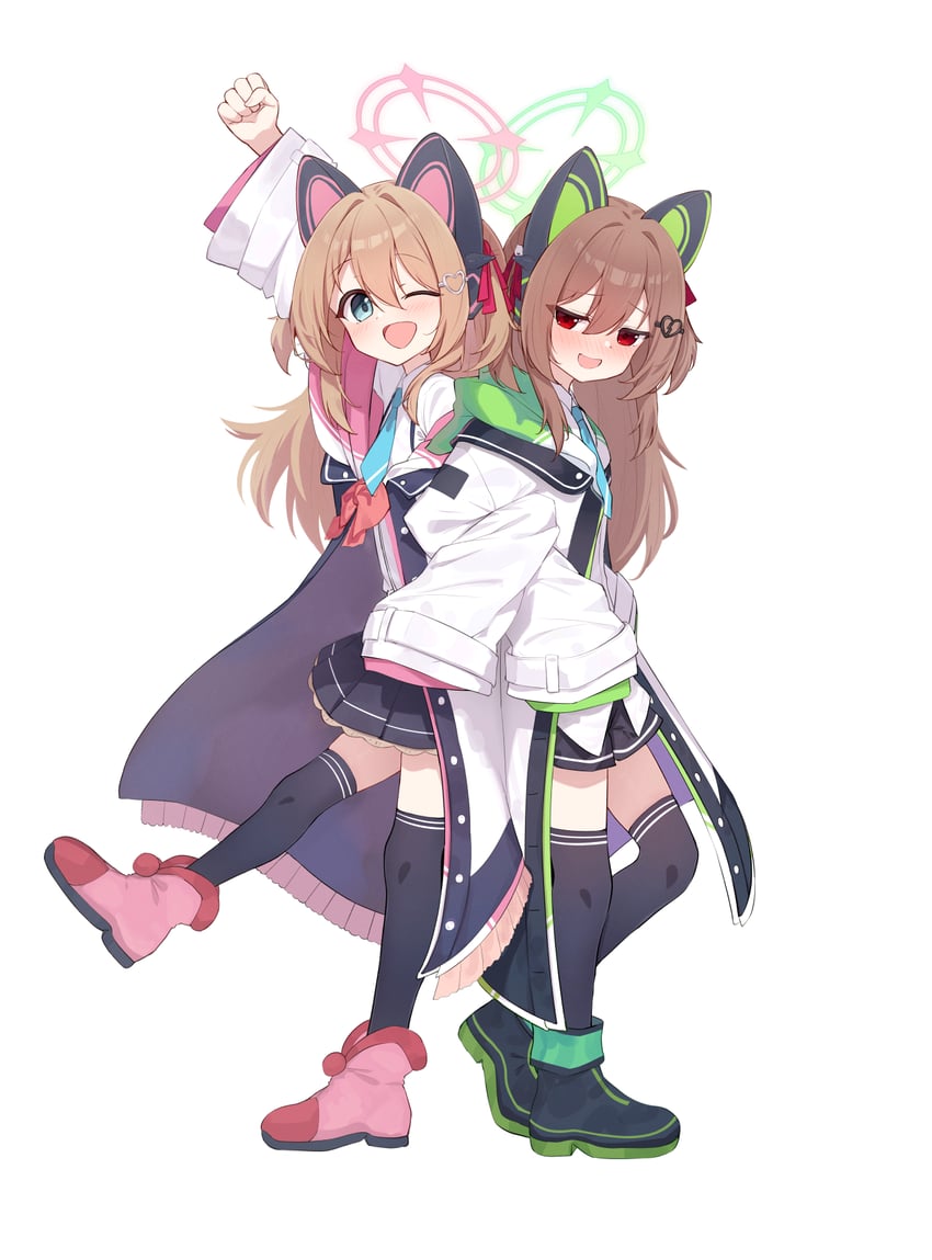 momoi, midori, neuro-sama, and evil neuro-sama (blue archive and 1 more) drawn by bitseon
