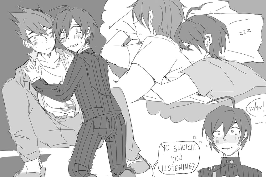 saihara shuichi and momota kaito (danganronpa and 1 more) drawn by chez_(gooselover)