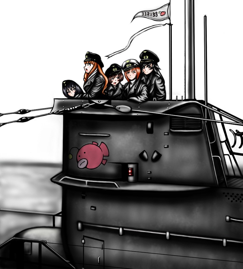 nishizumi miho, akiyama yukari, takebe saori, reizei mako, and isuzu hana (girls und panzer) drawn by kuromon_(nabe5214)