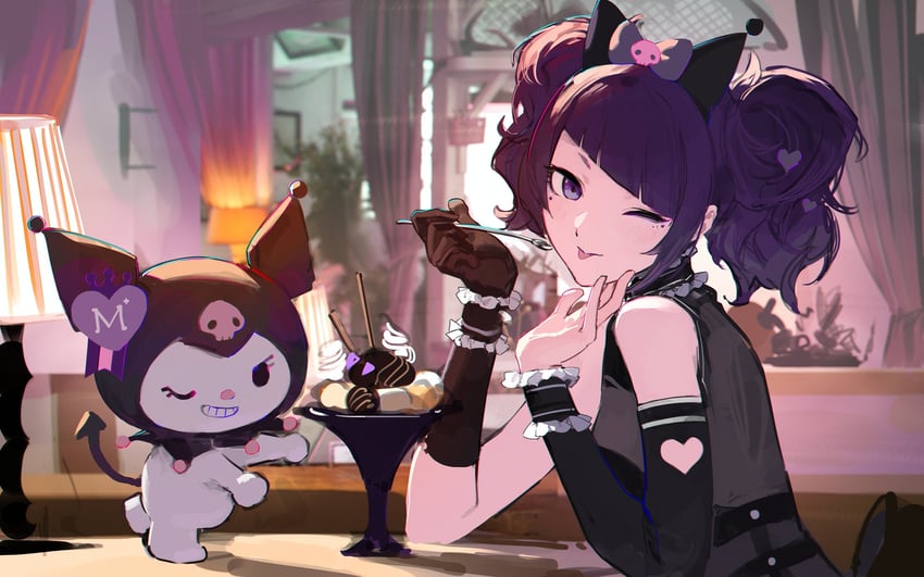 tanaka mamimi and kuromi (idolmaster and 3 more) drawn by zhili_xingzou