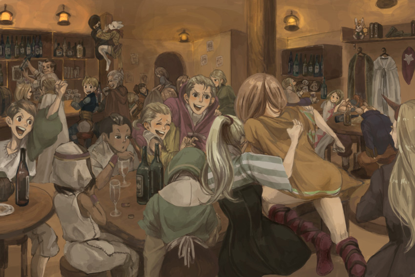 moogle, ramza beoulve, white mage, monk, geomancer, and 10 more (final fantasy and 1 more) drawn by pr_(puru)