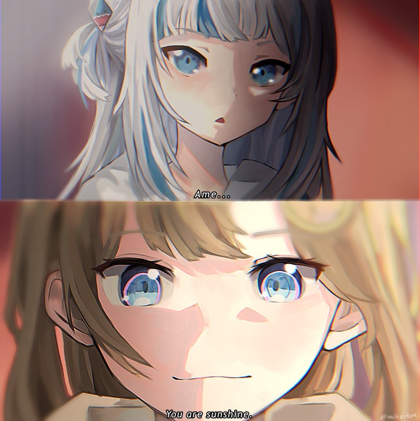 gawr gura and watson amelia (hololive and 2 more) drawn by mikaitsu