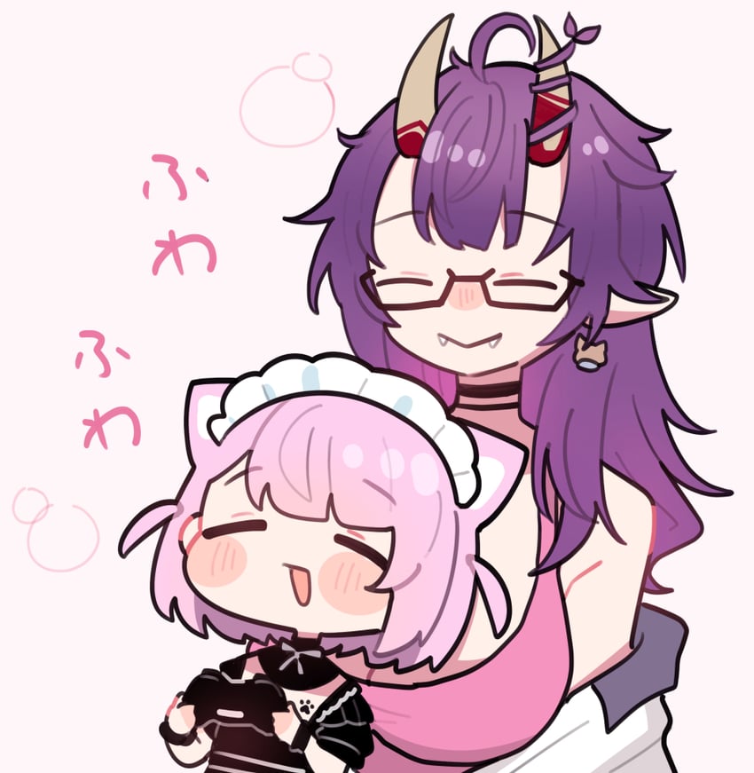 mikeneko and onigiri (indie virtual youtuber) drawn by sakana_(saka11205)