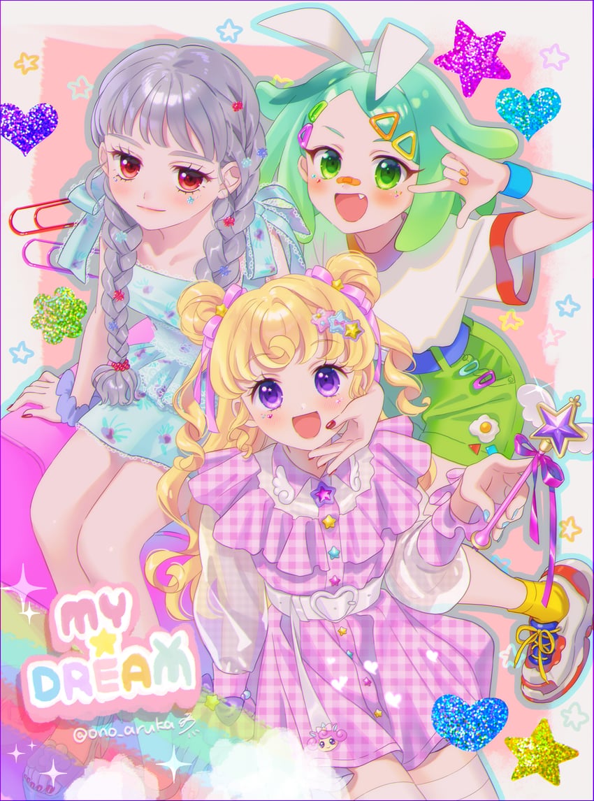 yumekawa yui, nijiiro nino, koda michiru, miichiru, and punicorn (pretty series and 2 more) drawn by kotori_(gokigen_iori)