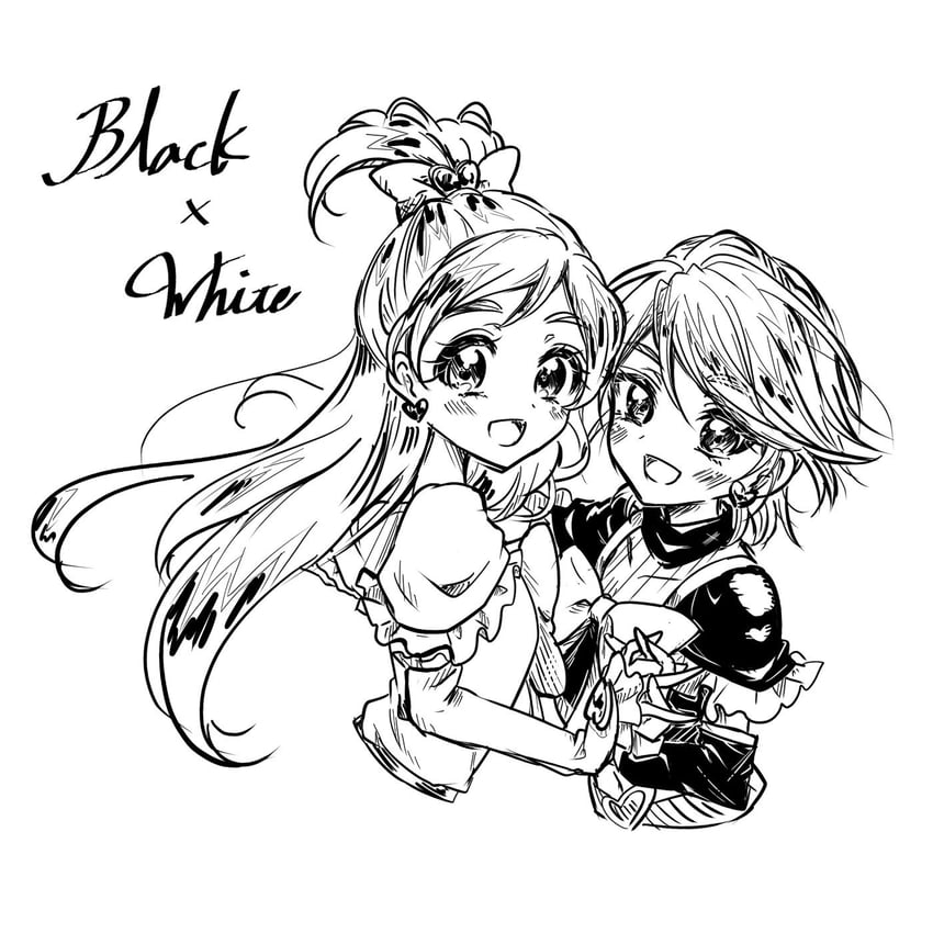 misumi nagisa, yukishiro honoka, cure black, and cure white (precure and 1 more) drawn by wakuno_lemon