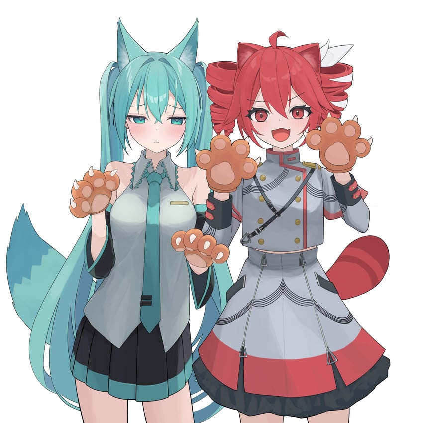 hatsune miku and kasane teto (vocaloid and 2 more) drawn by funakinuta