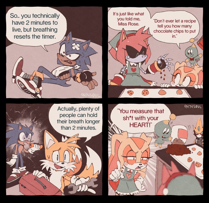 sonic the hedgehog, tails, cream the rabbit, metal sonic, neutral chao, and 3 more (sonic) drawn by 9474s0ul