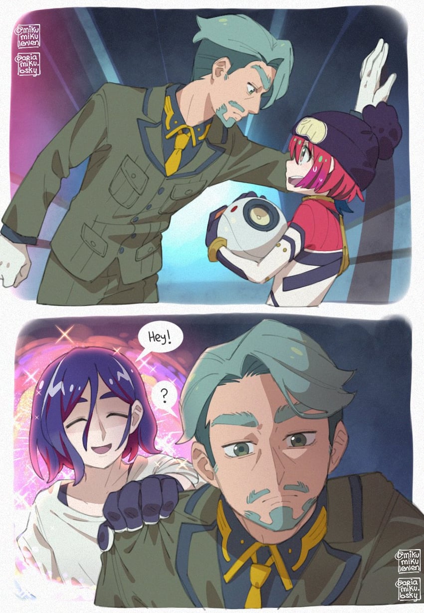 amate yuzuriha, haro, shuji ito, and challia bull (gundam and 1 more) drawn by ariamikukanzaki