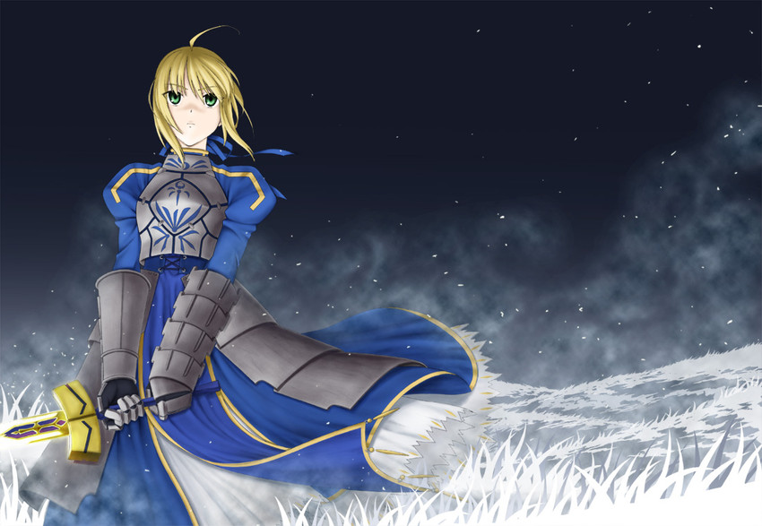 artoria pendragon and saber (fate and 1 more) drawn by amahara_hiroaki
