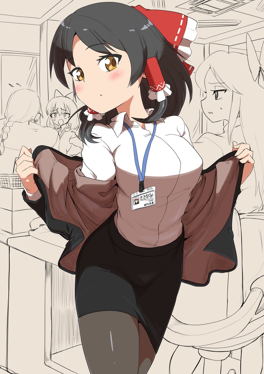hakurei reimu, cirno, sananana, vega, shiromiya rei, and 1 more (touhou and 2 more) drawn by remote_controller_4