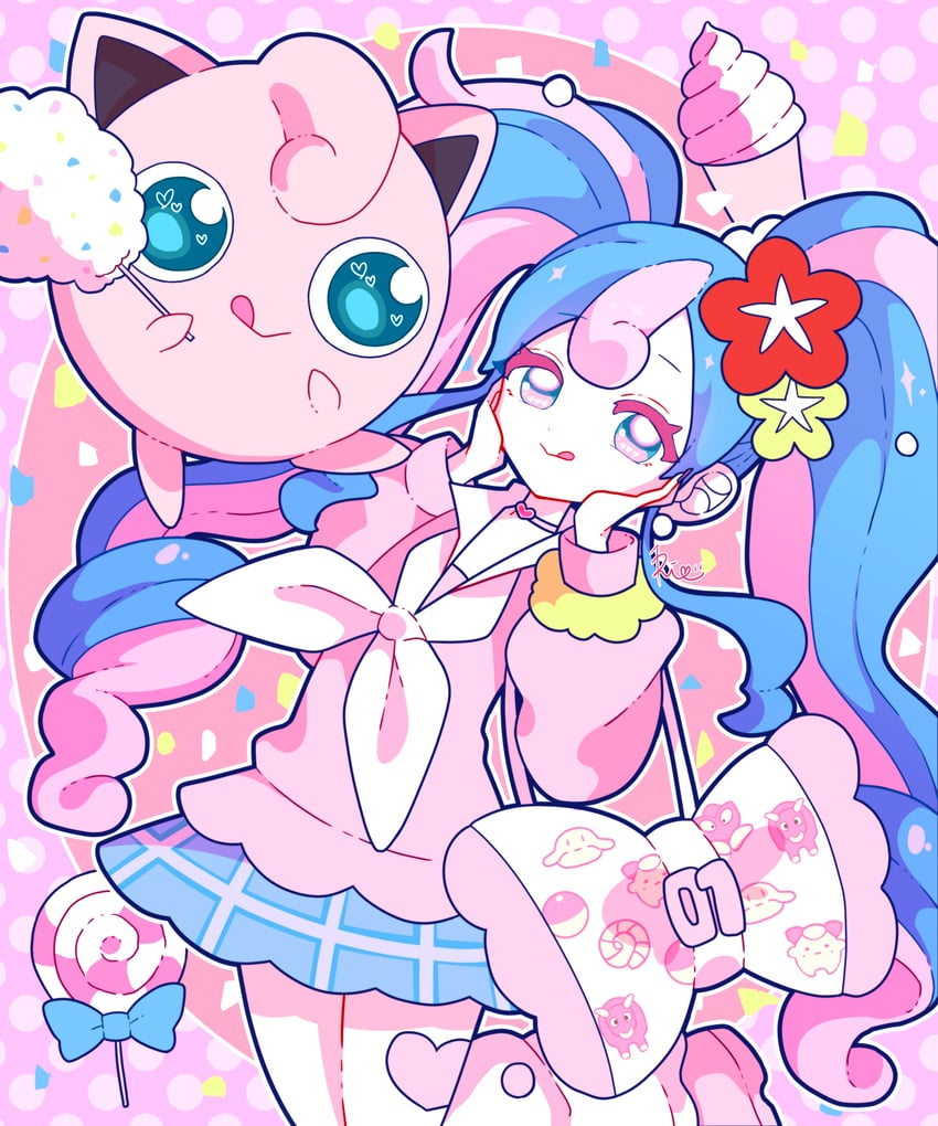 hatsune miku, jigglypuff, and fairy miku (pokemon and 2 more) drawn by itsuri_(pipi_supika)
