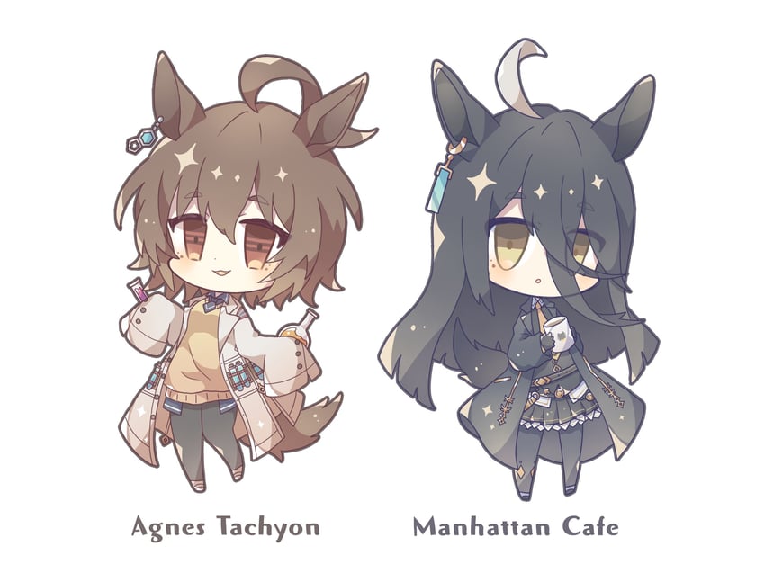 agnes tachyon and manhattan cafe (umamusume) drawn by komano_shia