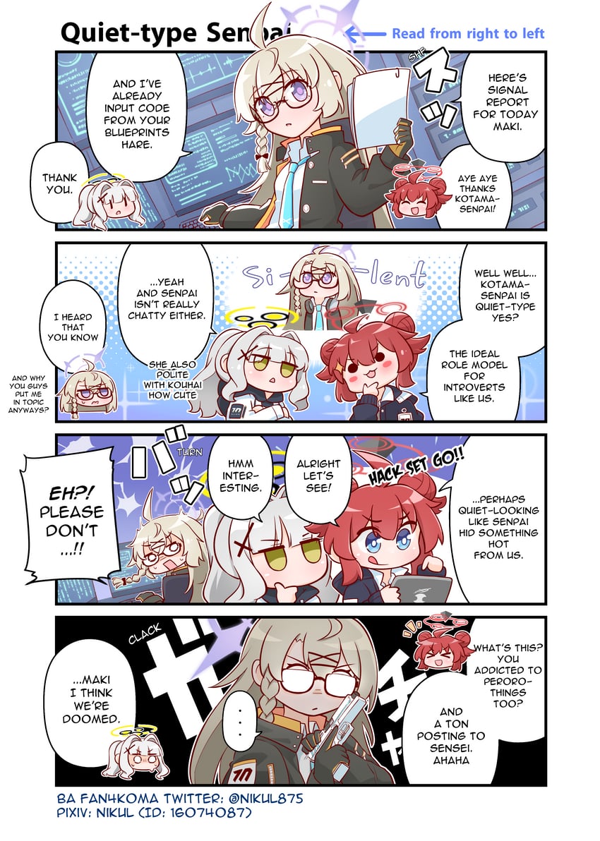 maki, hare, and kotama (blue archive) drawn by nikul_(nitime875)