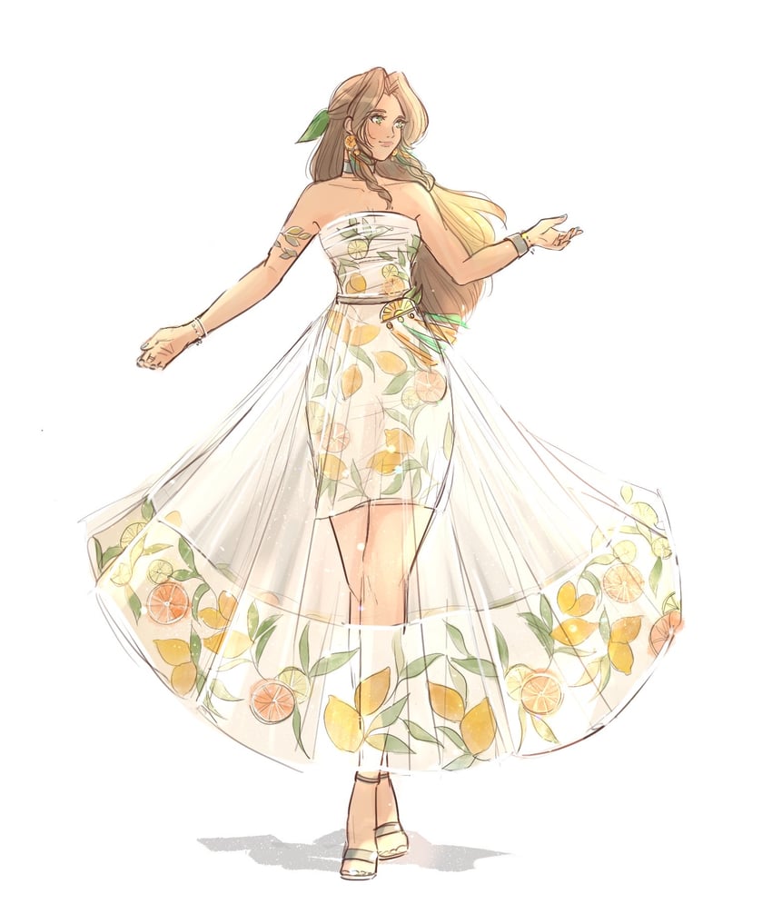 aerith gainsborough (final fantasy and 2 more) drawn by papermint_tea