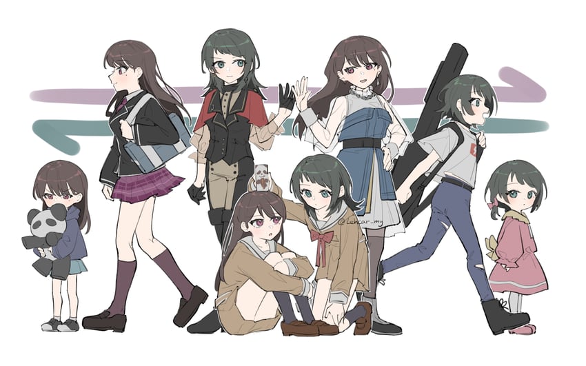 shiina taki, yahata umiri, and timoris (bang dream! and 1 more) drawn by lehcar