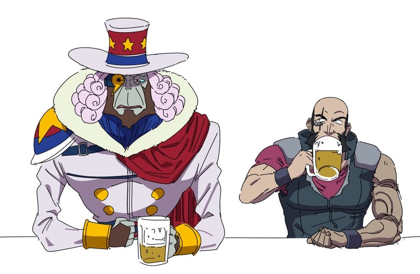 jet black, ishizuka unshou, and dr. gel (cowboy bebop and 1 more) drawn by jinou_rakugaki